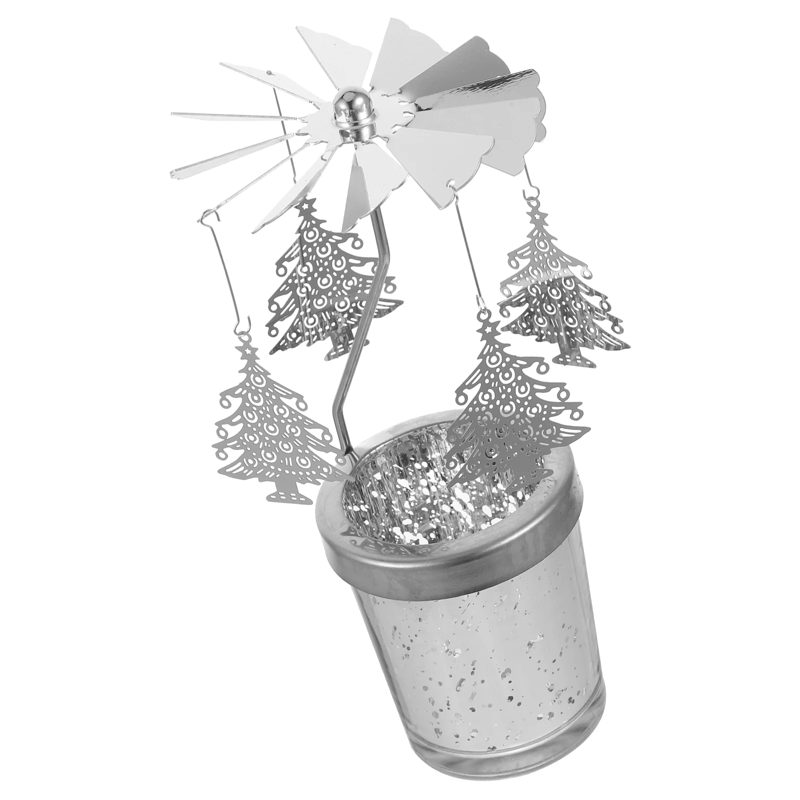 

Cup Rotating Windmill Candlestick Christmas Decorations Silver Metal Elegant Stylish Atmosphere