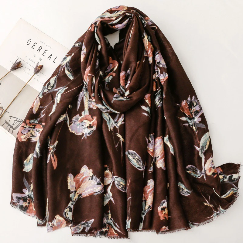 

Новая хлопково-льняная шаль 2026 года для женщин, с цветочным принтом, шелковый шарф, теплый платок, мусульманский женский хиджаб, толстый атласный головной убор, накидка