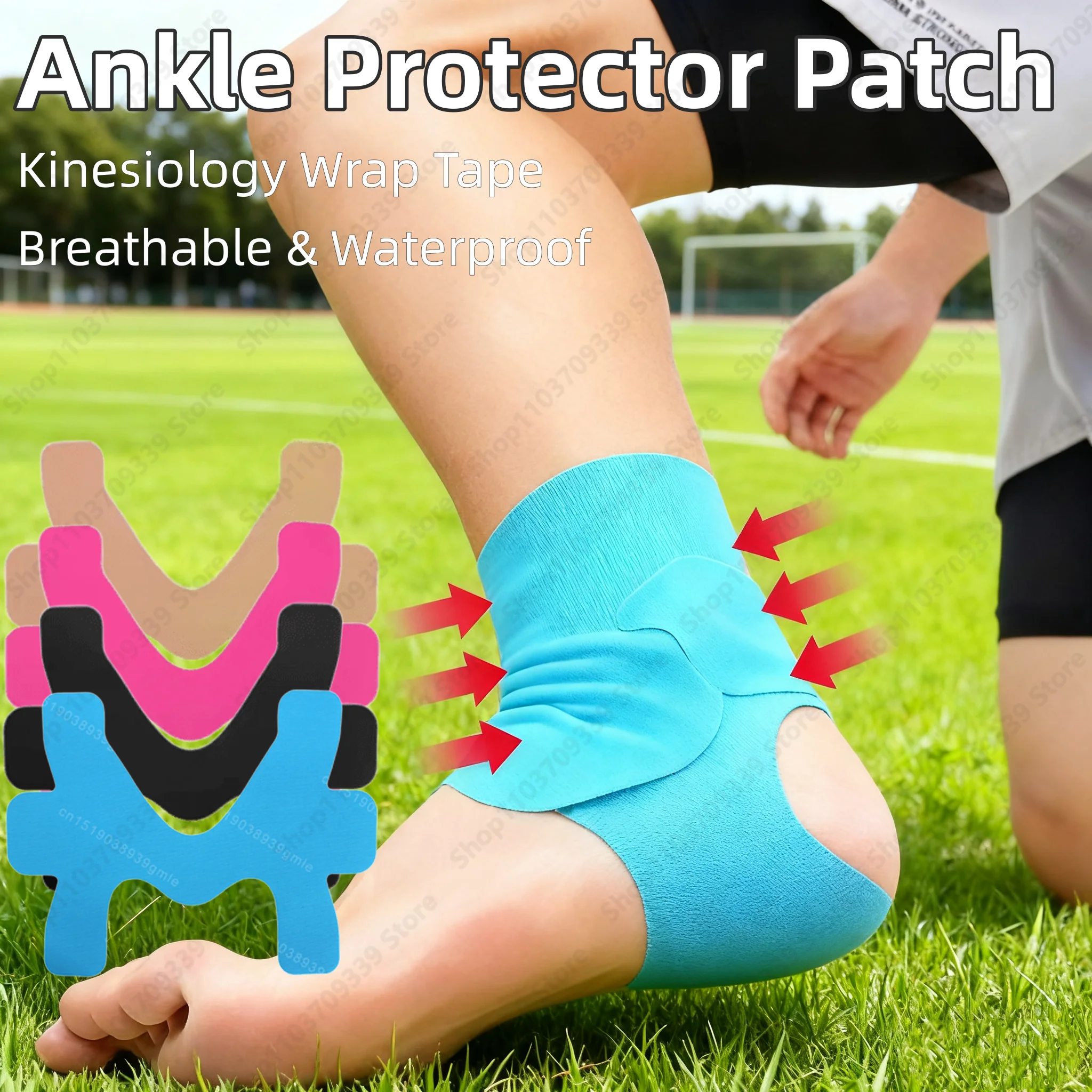 

Предварительно вырезанная кинезиологическая лента для лодыжки, дышащая спортивная лента, эластичные спортивные полоски, предотвращающие растяжение связок лодыжки, кинезиологический пластырь