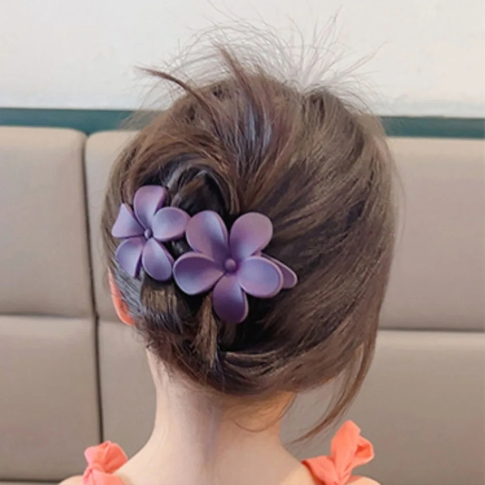 Acrílico Double Flower Hairpin para Mulheres, Ferramentas de Styling Elegantes, Flower Head Clips, Hairclips Monocromáticos, Acessórios para Cabelo, 4PCs