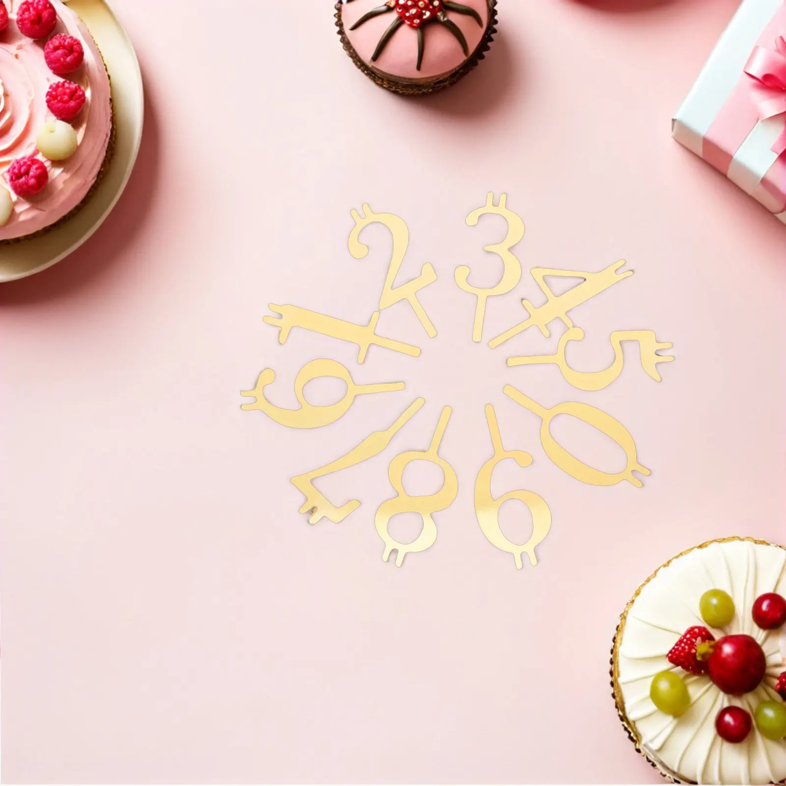 10Pcs Number Birthday Holder Set Stainless Steel Reusable Dripless Cake Topper for Milestone Anniversary Party Decoration