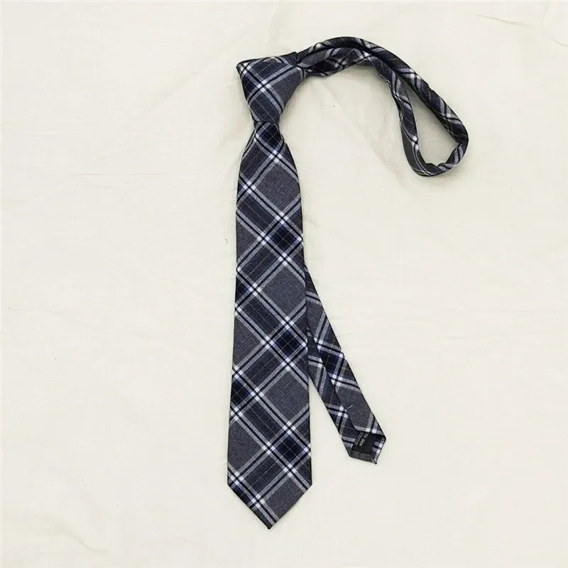 Japanese High School Student Uniform Ties 7CM Plaid Cotton Neckties for Man Women Daily Dinner Party Accessory Tie Birthday Gift