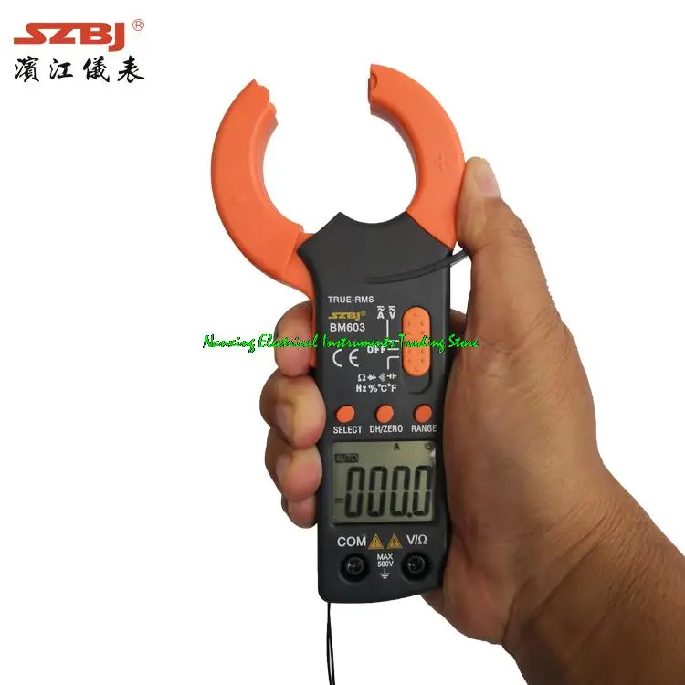 SZBJ BM603 True RMS temperature INR Hz overload protection 3999 count pocket digital AC/DC clamp meter multimeter