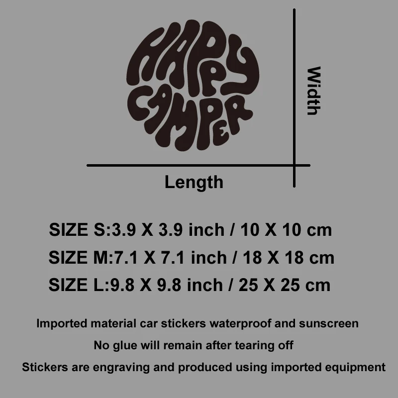 Happy Camper Boho Vinyl Sticker Outdoor Adventure Nature Theme Decal Durable Waterproof for Car RV Laptop Decor