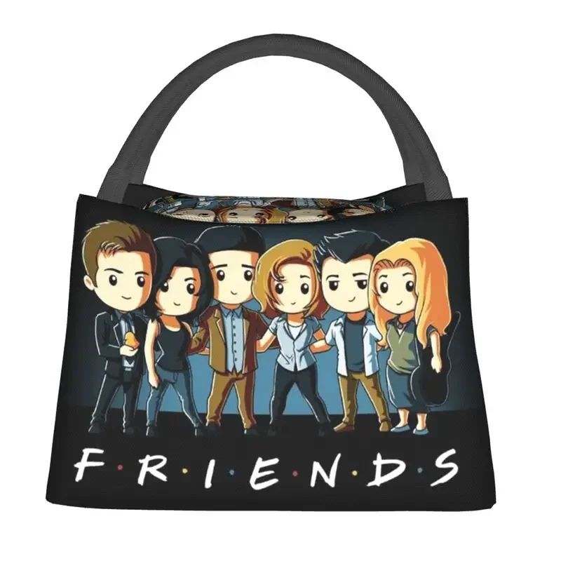 Custom Friends Characters Cartoon Aime Lunch Bags Women Cooler Thermal Insulated  Boxes for Picnic Camping Work Travel