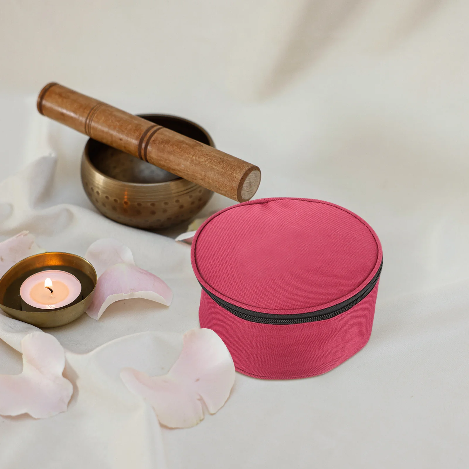 

Buddha Sound Pouch Compact Storage Bag Portable Singing Bowl Case Zipper Closure Meditation Bowl Holder Travel Lightweight