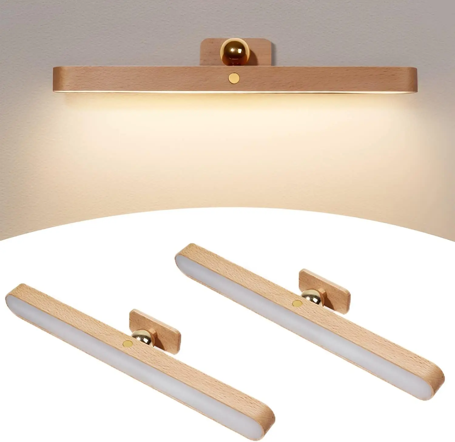 Magnetic Wall Lamp: Detachable Solid Wood Sconce with 360-Degree Adjustable LED Light - Touch Control Stepless Dimming for