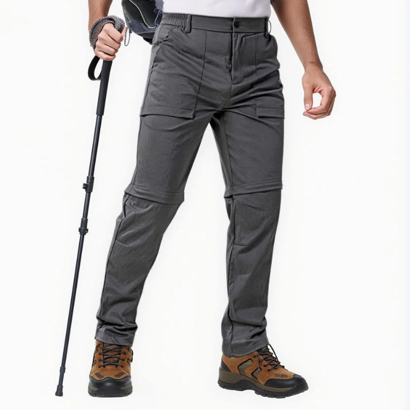 

Men's Fashionable Casual Pants with Detachable Legs, Outdoor Long Pants - Straight-Leg Travel, Fishing, Running, Beach Sports Pants, Machine Washable, Suitable for All Seasons, Hiking Gear