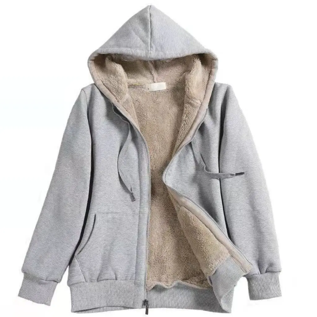 

Women's Winter Lambskin Hooded Sweater Plush Coat Loose Fit European American Style Fashion