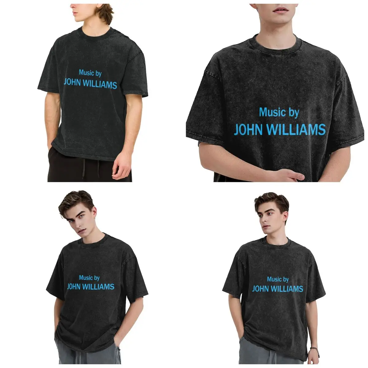 Music By John Williams Hip Hop Short Sleeve T-Shirts Washed Tops Tees Streetwear T Shirt Harajuku for Men Women