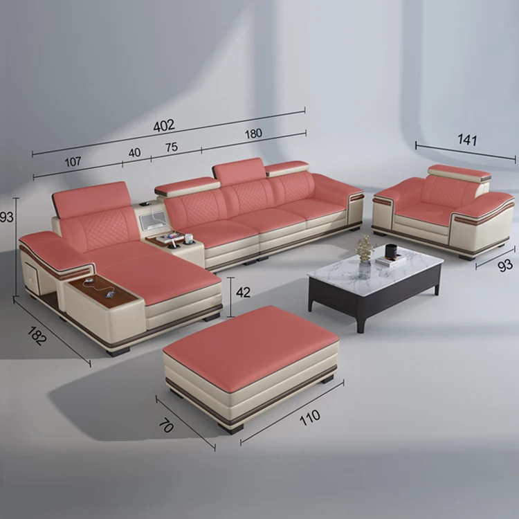 Fotografia 7: # Para sala de estar sofá secional móveis da sala de estar sofá de couro secional modular contemporâneo *