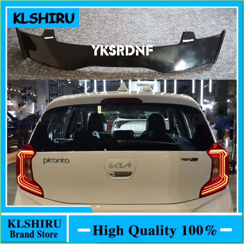 High Quality ABS Material For Kia Picanto/Morning Spoiler Carbon Fiber Look Hatchback Roof Rear Wing Body Kit Accessories