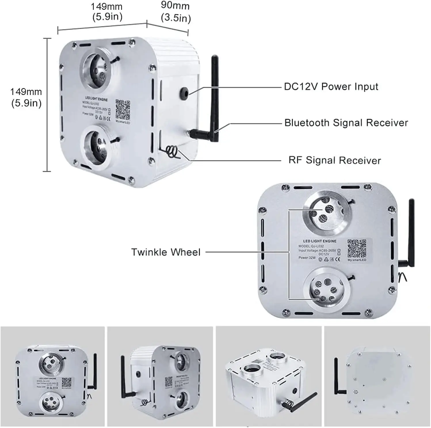 32W APP Twinkle Dual Head Fiber Optic Lights Kit Music Activated RGBW Star Ceiling Sky Light