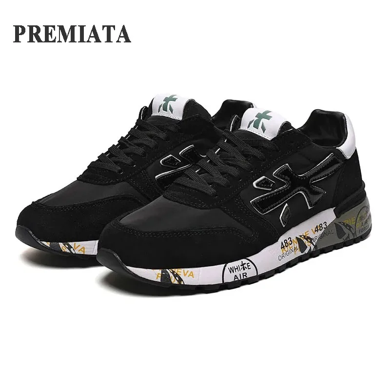 PREMIATA Men's Classic Retro Trendy Lace-up Casual Sports Shoes Fashion Simple Lightweight Breathable Cushioning Running Shoes