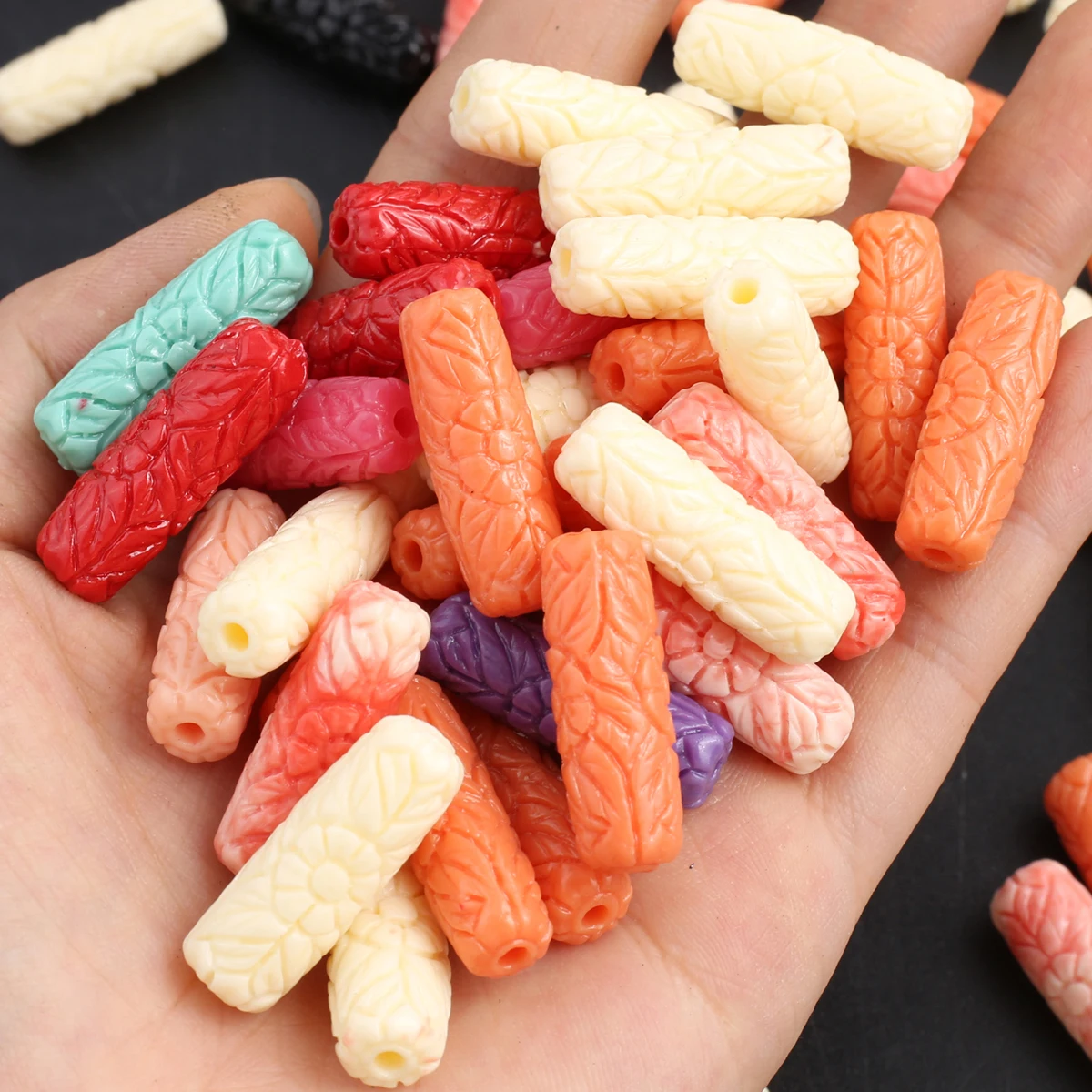 10PCS Random Color Wholesale Cylindrical Artificial Coral Beads 26x8mm Charm Jewelry Making DIY Necklaces Earrings Accessories