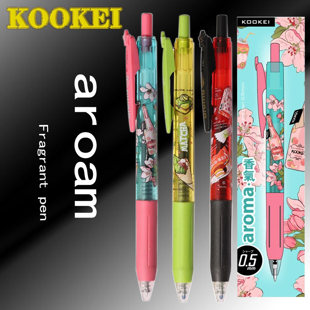 

3/10 шт. KOOKEI новая гелевая ручка с ароматом, наконечник 0,5 мм, большая емкость для хранения чернил, стационарные каваи, школьные принадлежности, школьные принадлежности