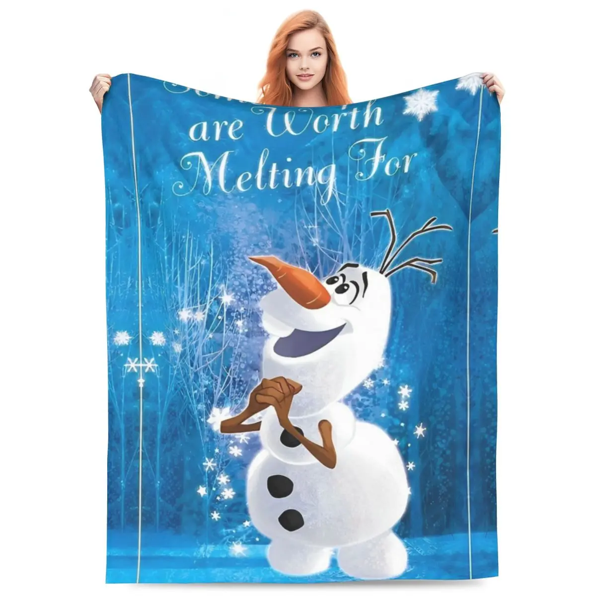 Frozen Olaf Cartoon Blanket Decorative Flannel Throw Blanket For Outdoor Super Warm Design Quality Bedspread Gift