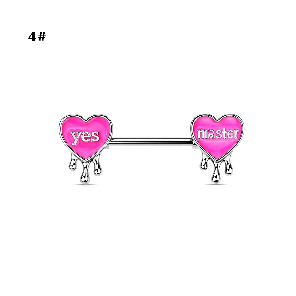 Stainless steel heart-shaped letter bell, milk ring, fashionable and sexy puncture and perforation jewelry