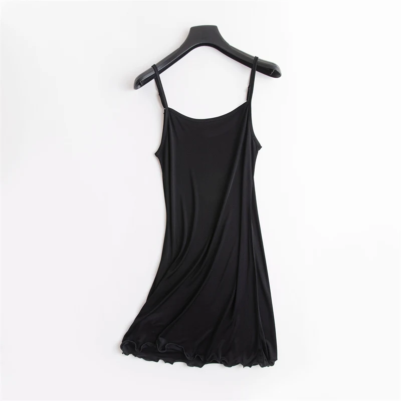 Birdsky, 1PC Women spaghetti strap slip dress underdress braces skirt O neck 80% viscose 20% mulberry silk 4 colors. TS-18