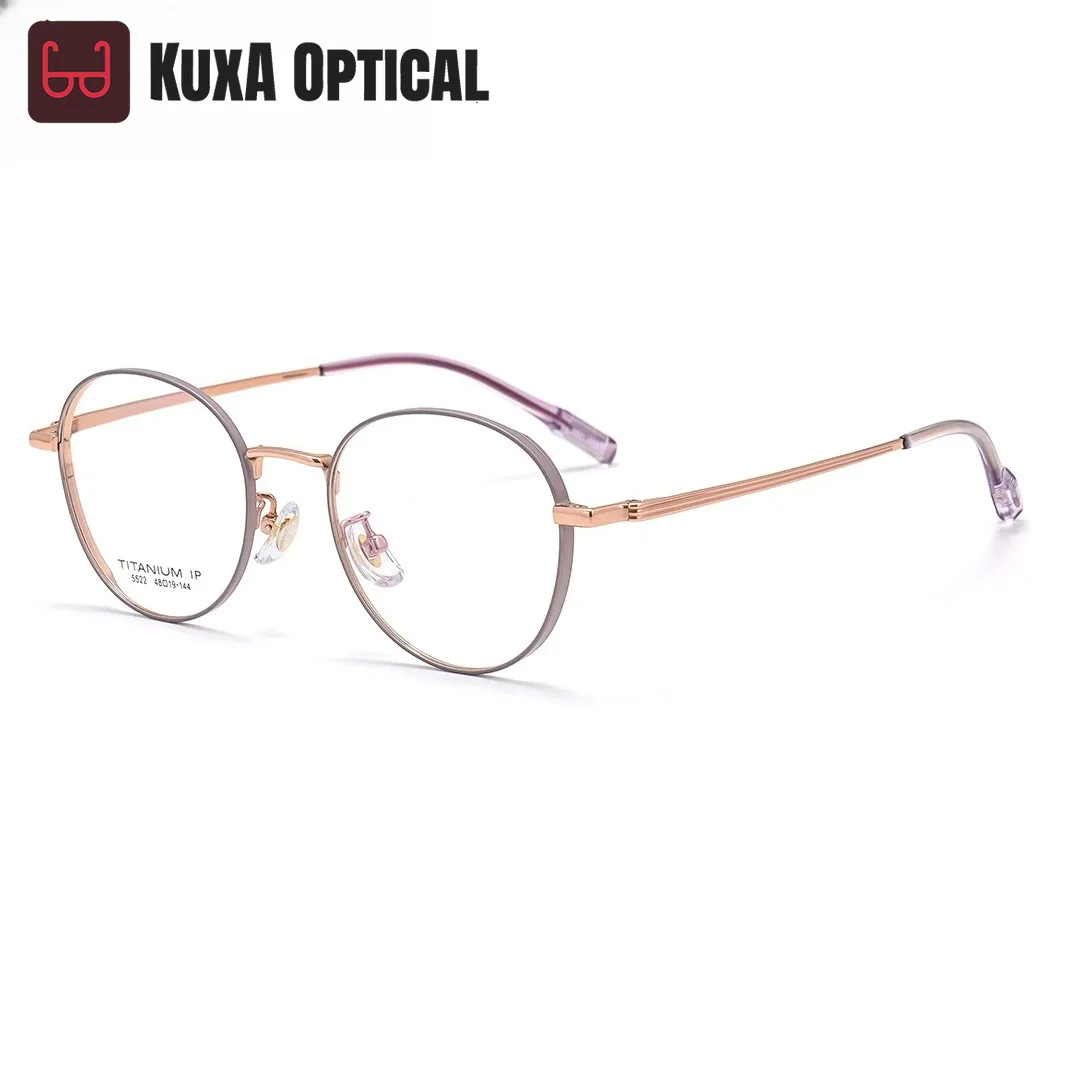 Monture de myopie avec verres sur ordonnance pour femmes, lunettes optiques rondes en titane, lunettes progressives pour la lecture et l'hypermétropie