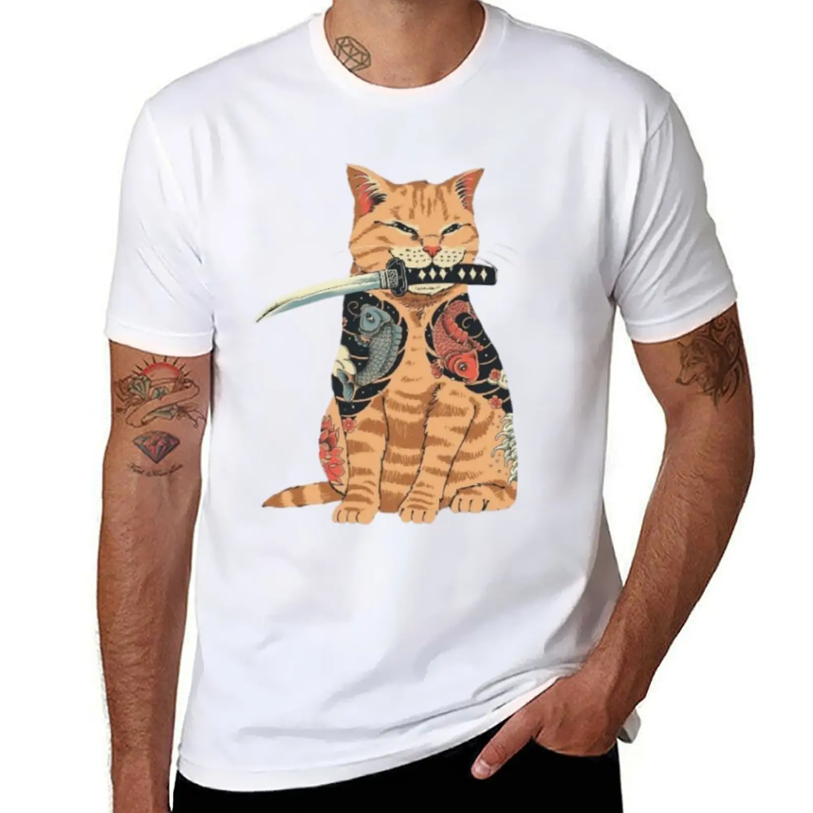 

Tattooed Cat T-Shirt designer shirts blanks custom t-shirts valentines boutique clothes mens t shirts top quality