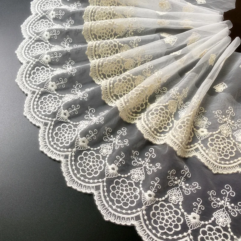 Mesh Cotton Lace Ribbon, Dress Decoration, DIY Garment Material, Needlework Sewing Accessories, 19Y, 20cm Width,139