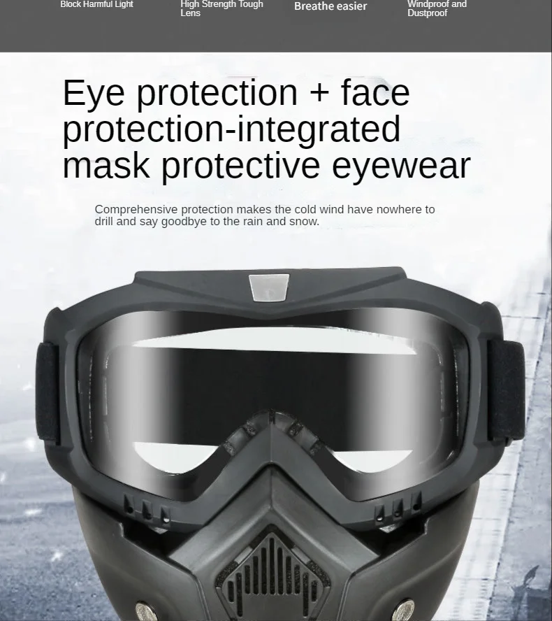 Schutzbrille mit vollem Gesicht, HD-Transparent, beschlagfrei, sanddicht, Schutzbrille für Elektroschweißen, vielseitige, atmungsaktive, winddichte Maske – Detail 14