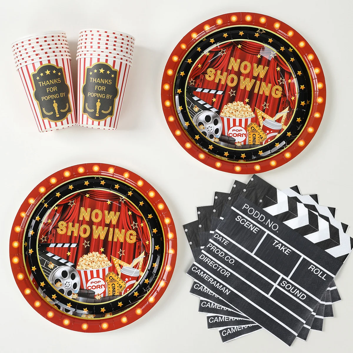 Cinema Movie Night Themed Decoration Disposable Tableware Paper Plates Napkins Film Club Film Event Birthday Party Supplies