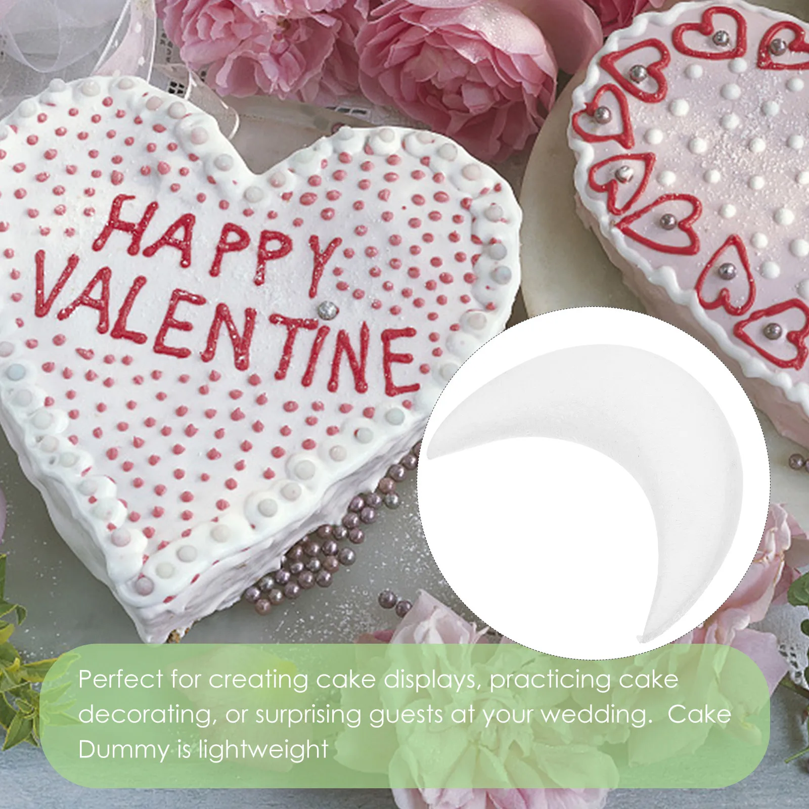 Moon Shape Cake Dummy White Lightweight Reusable Cake Decorating Practice Display Baking DIY Prop Wedding Party Accessories