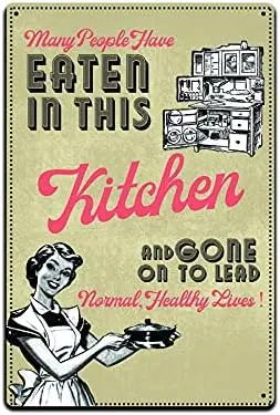 JP's Parcels Tin Signs Kitchen Wall Décor - Metal Sign for Dining Room Home Cook or Chef 12 x 8 in. Many People Have Eaten  sign