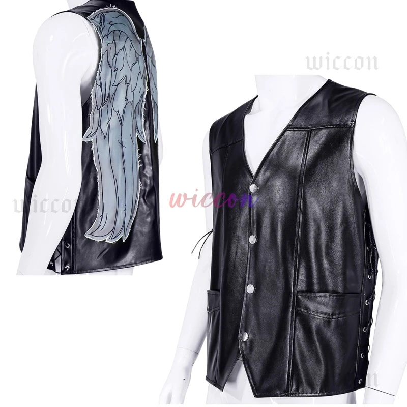 Daryl Dixon Cosplay Vest TV Dead Walking Fantasia Men Costume Roleplay Angle Wings Jacket Coat Halloween Fancy Disguise Suit