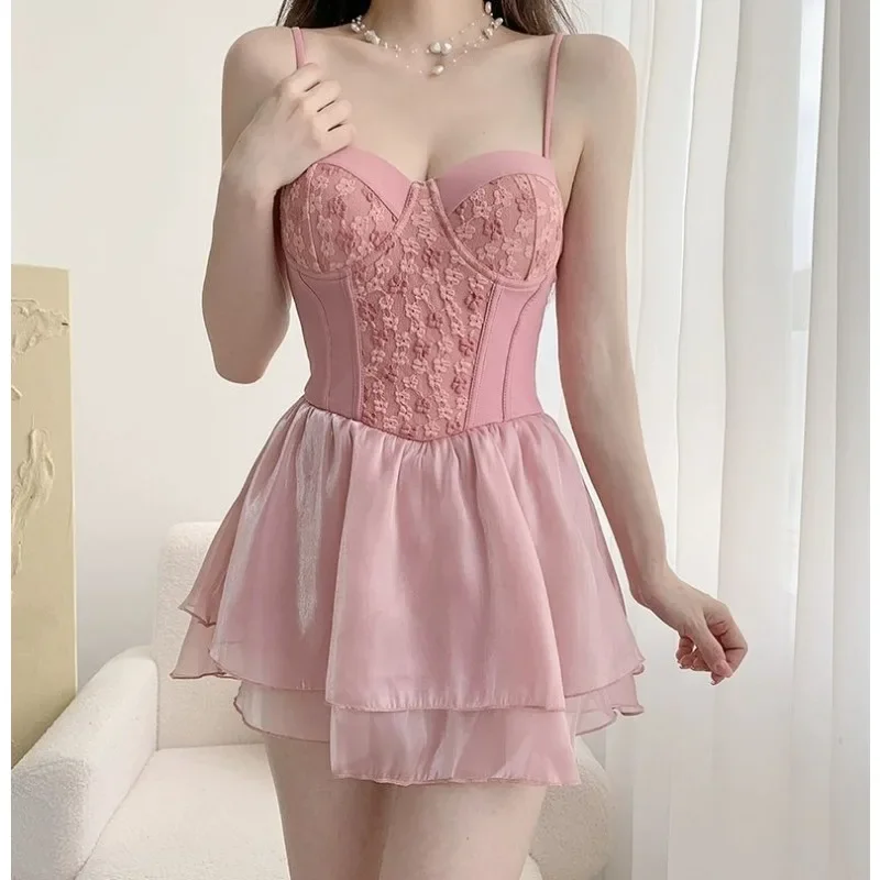 Novo maiô de verão de uma peça para mulheres, cobertura conservadora para mostrar o peso, moda primavera quente grau fingir