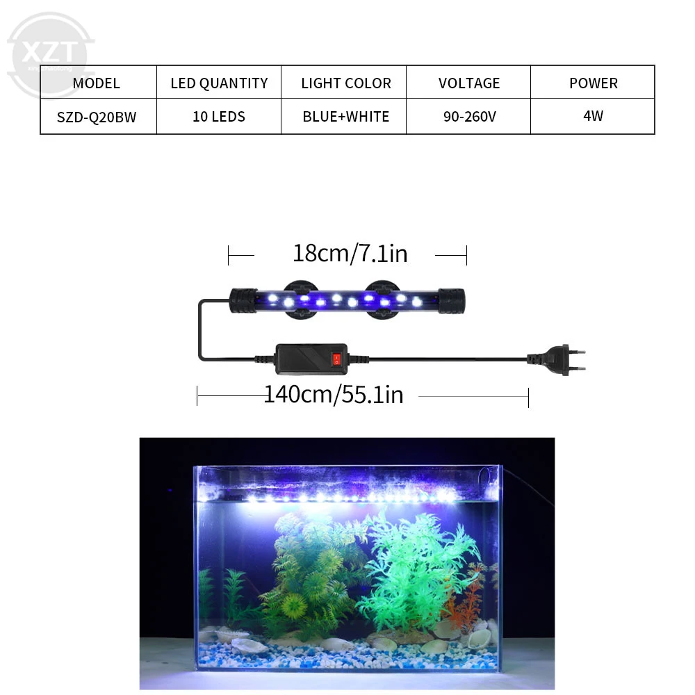 New Aquarium Light LED Waterproof Fish Tank Light Underwater Fish Lamp Aquariums Decor Lighting Plant Grow Lamp 18-58CM 220-240V