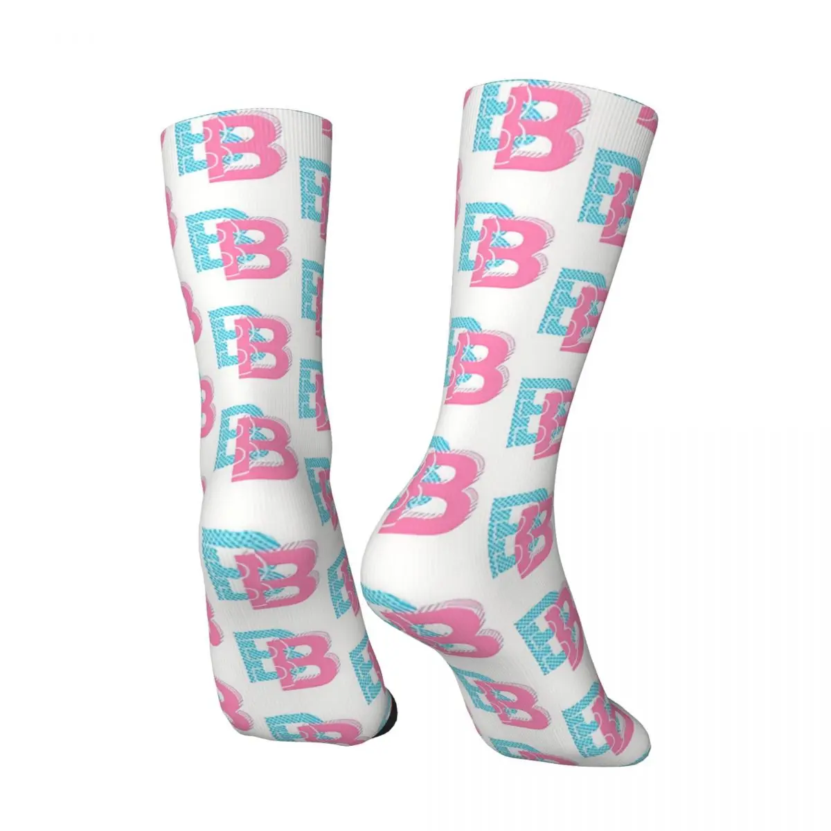 Letter B Funny Men's Socks Vintage Graffiti Style Art Street Style Novelty Crew Sock Gift Pattern Printed