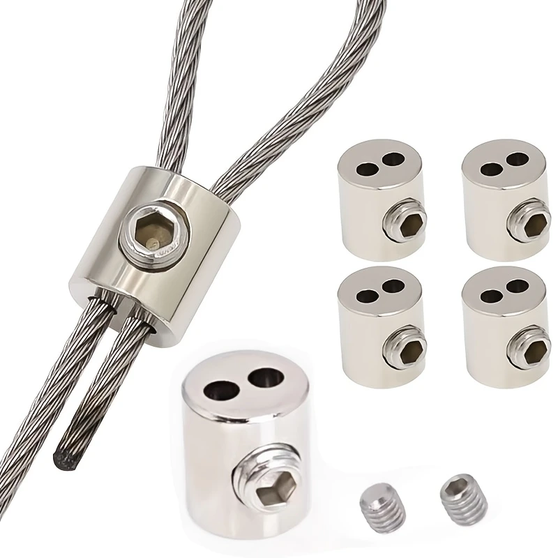 5pcs Steel Wire Rope Clamp Stainless Steel Cable Clip Fastener Adjustable Screw Copper Metal Fixture Sling Fixing