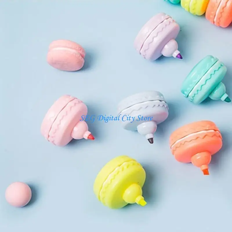 

U75B 6 шт., флуоресцентная ручка с рисунком макарон, регулируемая длина, 6 цветов, для детей-студентов