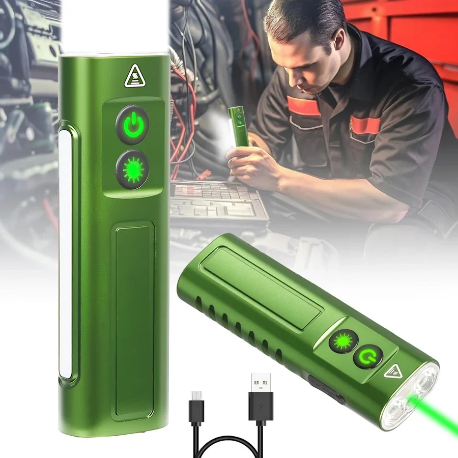 Lanterna LED portátil PT01 - brilho de 800LM, luzes RGB laterais, clipe recarregável de 1000mAh e tocha magnética para uso externo e EDC