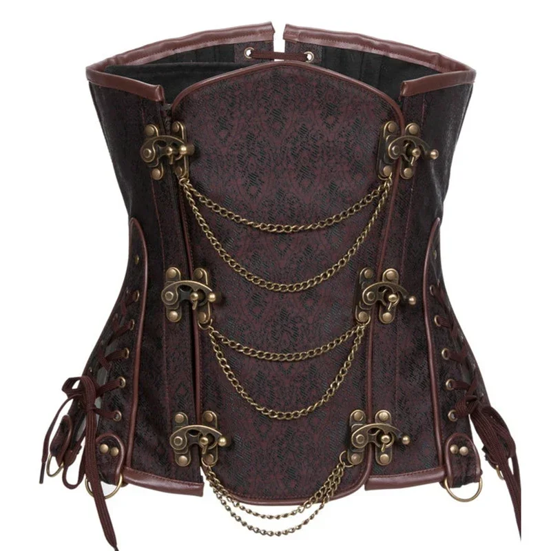 

Brown Steampunk Underbust Corset Steel Boned Waist Trainer Women Shapewear Bustiers & Corsets Gothic Clothes Vintage Korsett