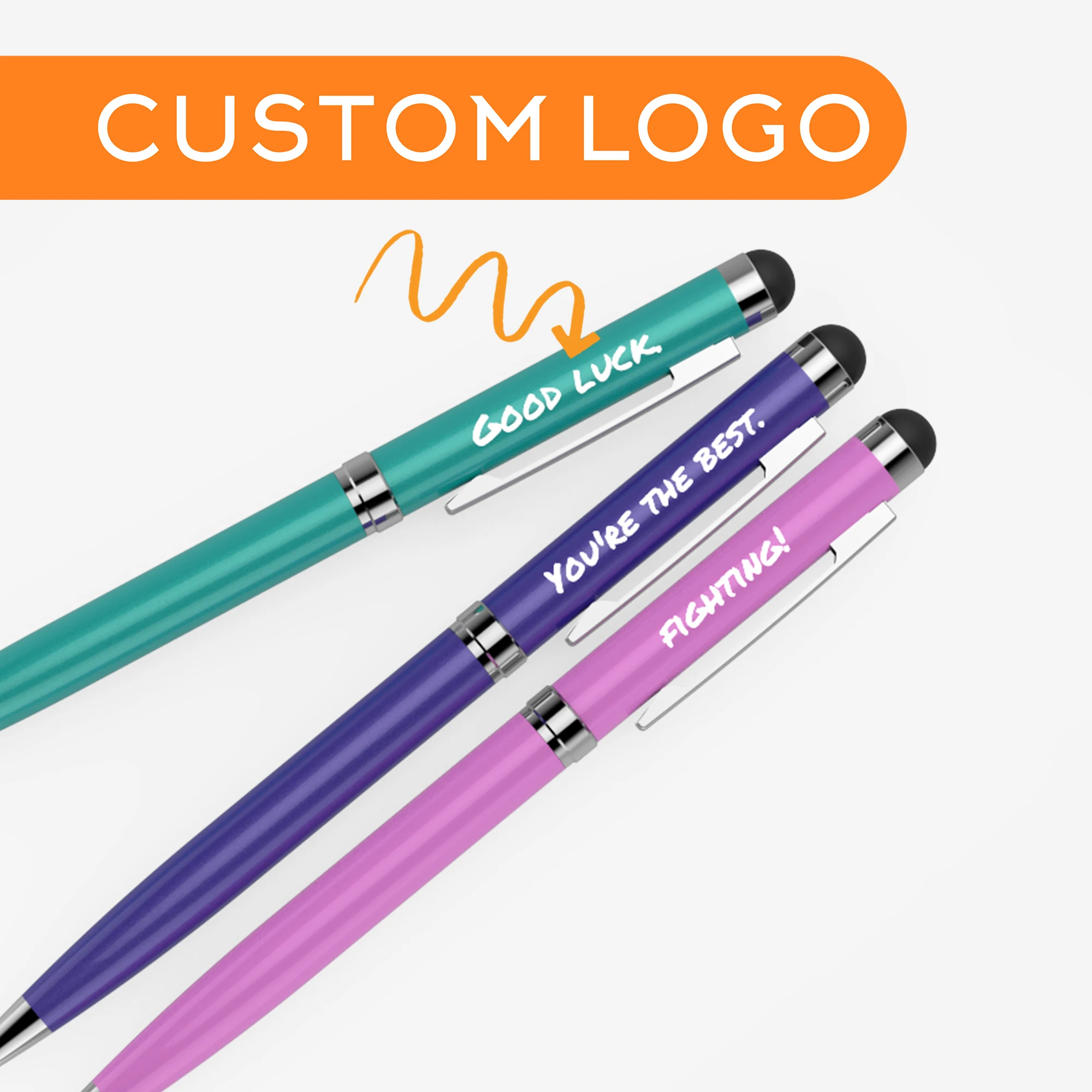 Custom Logo 2 in 1 Universal Stylus Pen With Ballpoint Pen Drawing Tablet Capacitive Screen Touch Pen for iPad iPhone Apple Andr