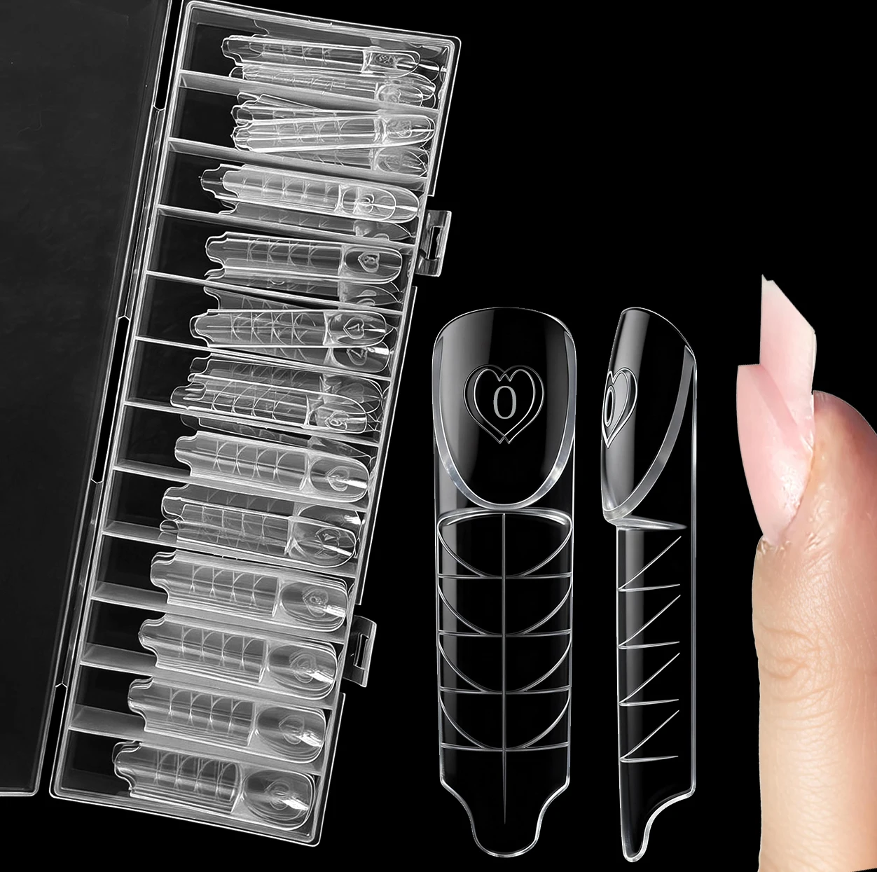 

75PCS Clear Space French Nail Art Mold 3D Fast Nail Extension Poly Gel French Tip Acrylic Auxiliary Nail Form DIY Nail Tips Tool