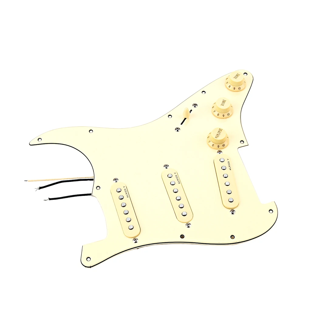 Complete Electric Guitar Loaded Pickguard Assembly SSS Alnico V Pickups Switch Pots Ready-to-Install for ST Guitar Parts