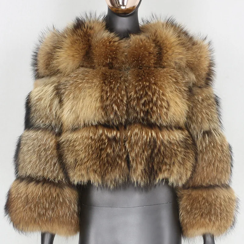 Fur coat 2024 new imitation raccoon fur  splicing women's artificial fur