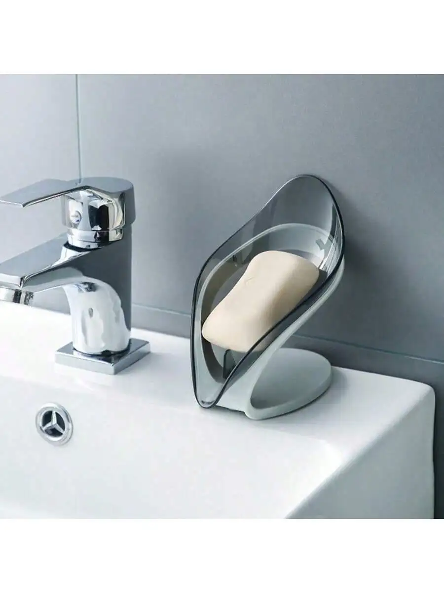 

1pc Creative Soap Holder With Leaf Design, Soap Dish Tray That Prevents Stagnant Water, No Drilling Needed, Wall-Mounted Rack W