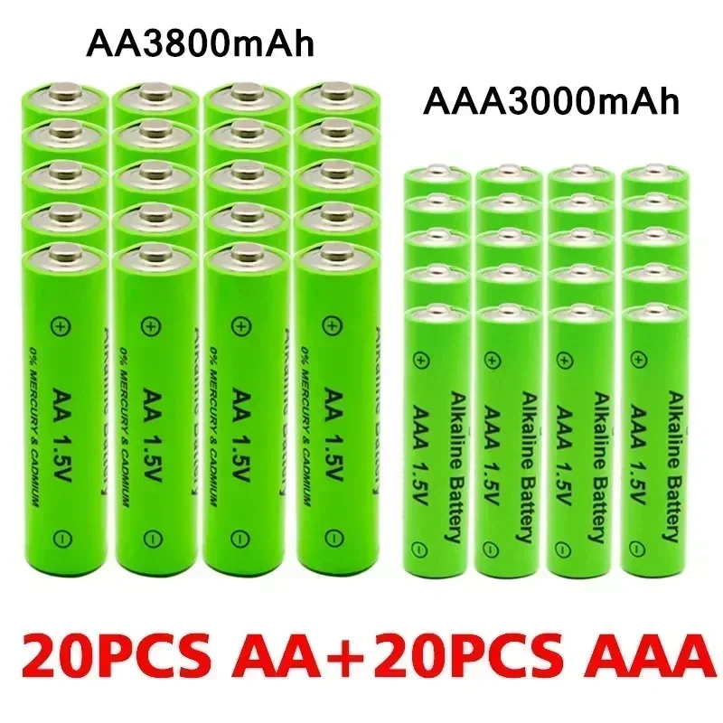 AA + AAA recargable AA 1,5 V 3800mAh/1,5 V AAA 3000mah batería alcalina linterna juguete reloj reproductor MP3 batería de repuesto NiMH