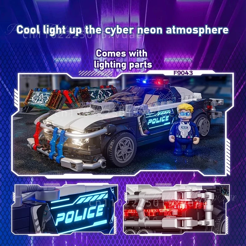 Blocs de construction de voiture de patrouille, série Cyberpunk, pièces de modèle de voiture, jouets d'assemblage, blocs de niveau élémentaire, cadeau d'anniversaire pour garçon, nouvelle collection