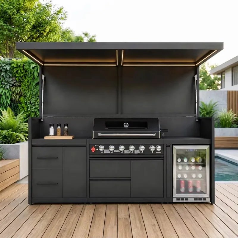 Compact All-in-One Kitchen Combo Integrated Kitchenette Modular Kitchen Unit With Sink Storage Cabinet For Guest House Apartment