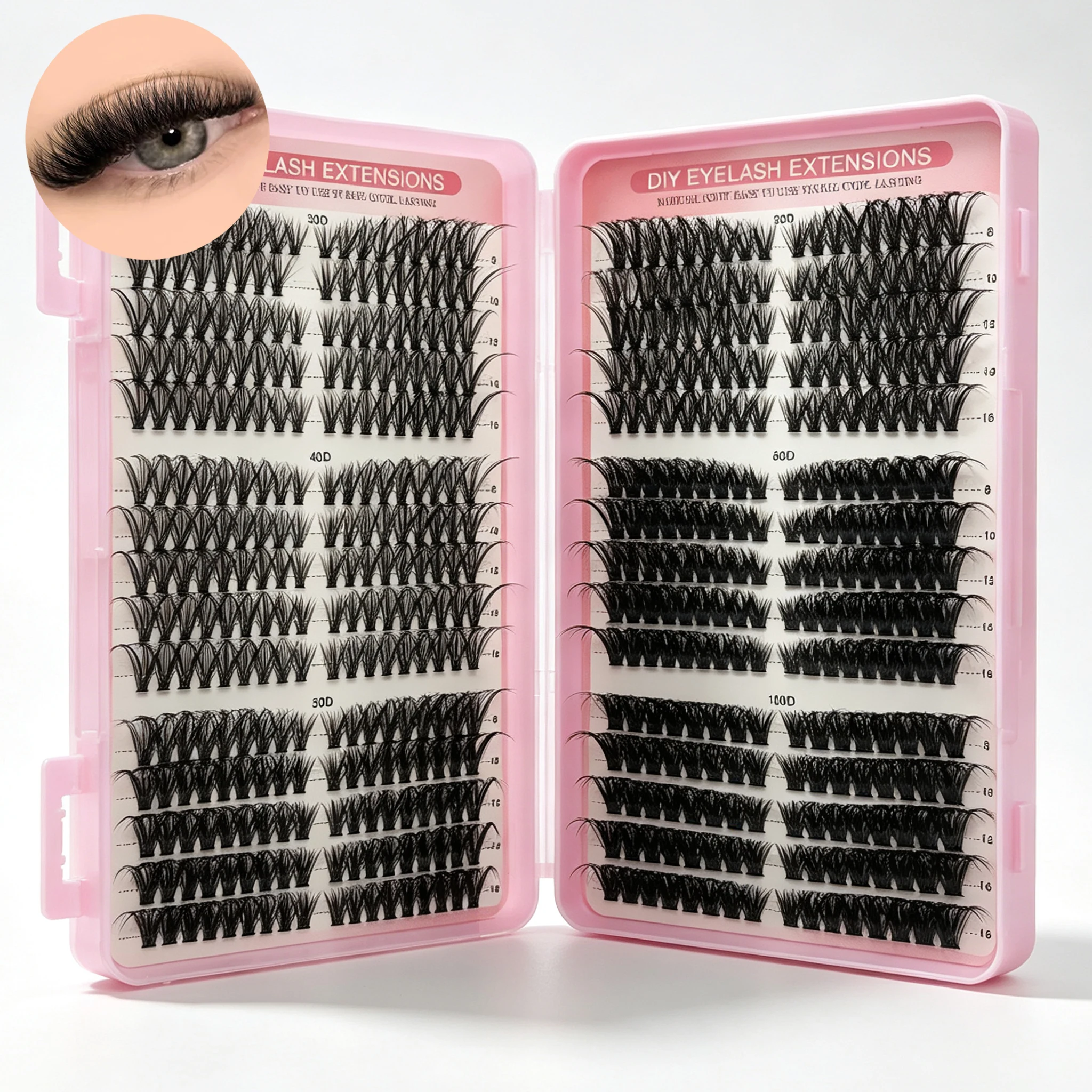 DIY Fluffy Individual Eyelash Clusters Lash Book 30D‑100D D Curl Mixed Length Segmented False Lashes for Daily Party Eye Look