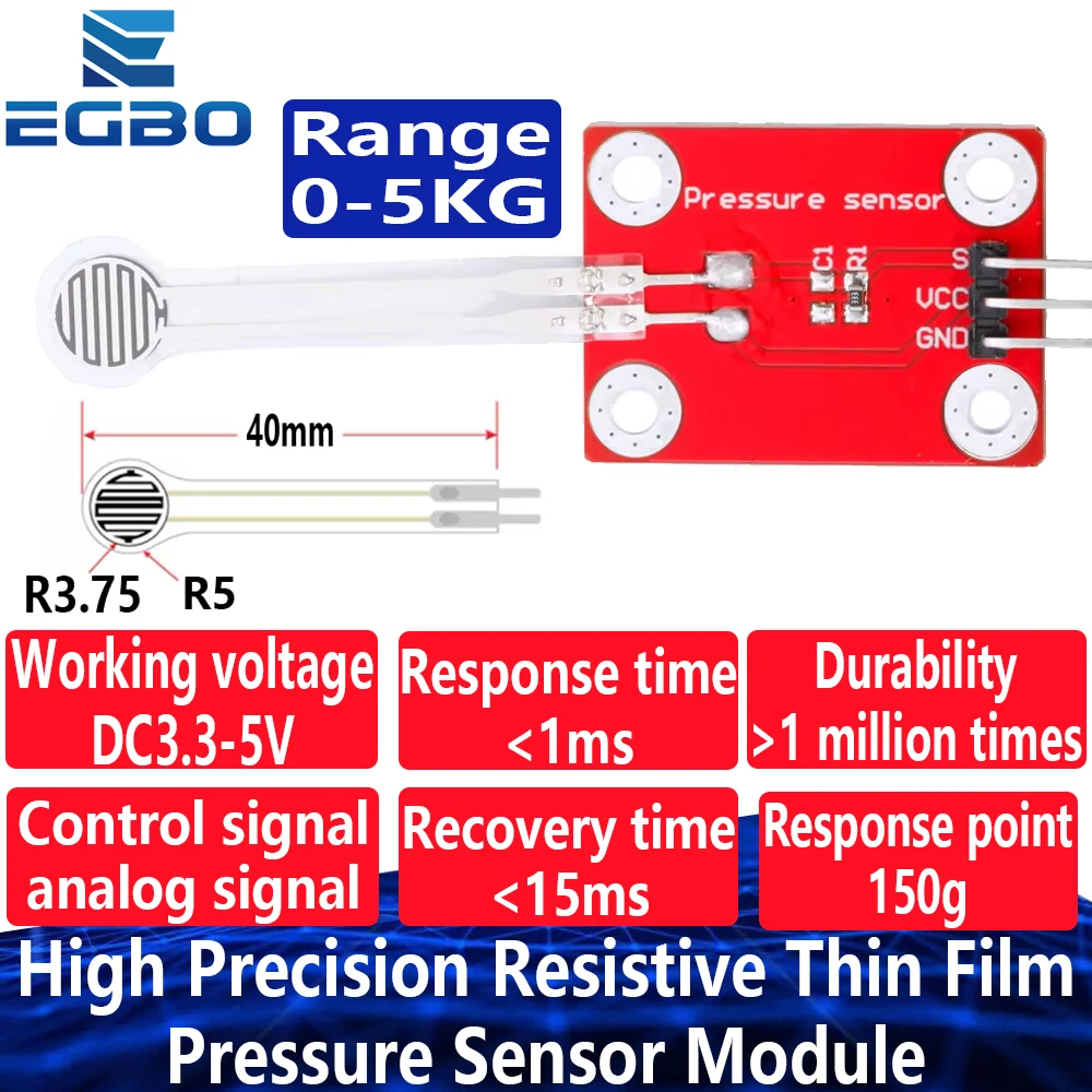 High Precision Resistive Thin Film Pressure Sensor Module DIY Test PCB Board For Arduino / Raspberry pie Microbit