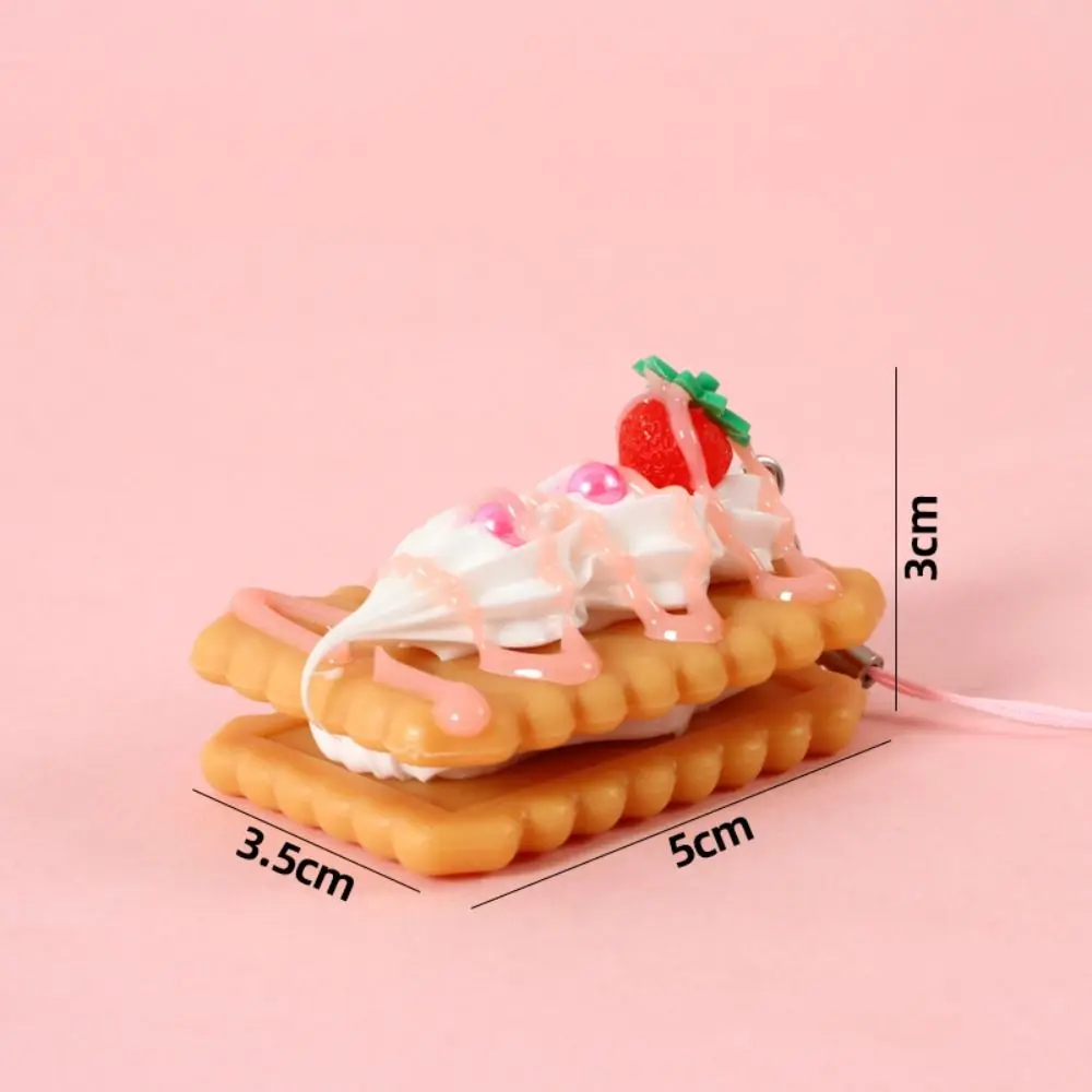 Simulation Dessert Food Cream Biscuit Key Ring Cream Biscuit Model Realistic Cookie Cake Dessert Food Keychain Cute Creative