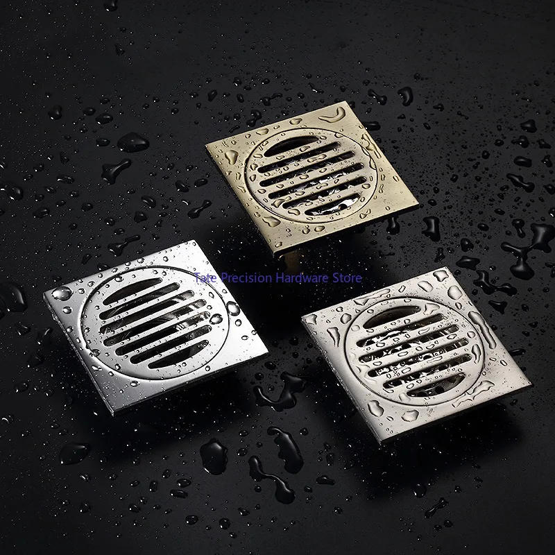Bathroom Water Floor Drain Brass Matt Brushed Black Gold Rose Gold with Filter 100x100 for Shower Room Kitchen
